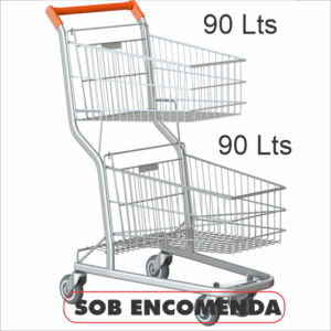 Carrinho Aramado Pequeno 02 Cestos 90 Lts